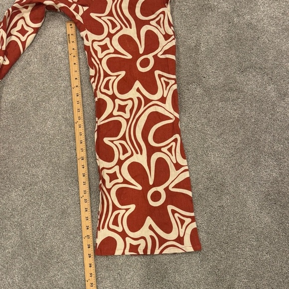 Honorine Wide Leg Abstract Floral Print Linen Pants Cream Orange size XS NWOT - Picture 4 of 8